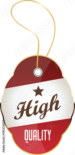 High quality tag with red and white design