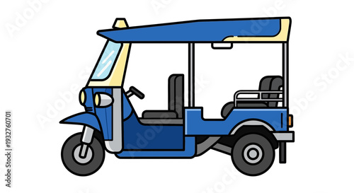 Blue Tuk-Tuk Auto Rickshaw Illustration