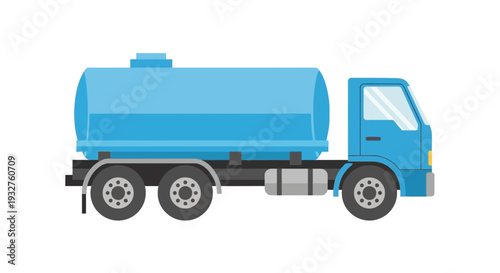 Blue water tank truck on white background, vector illustration