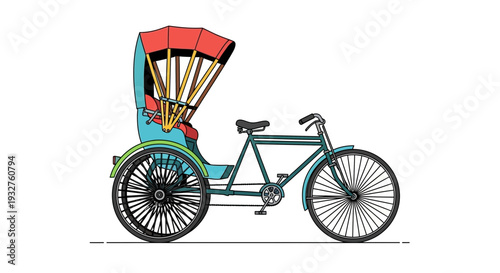Colorful Rickshaw Bicycle Transportation