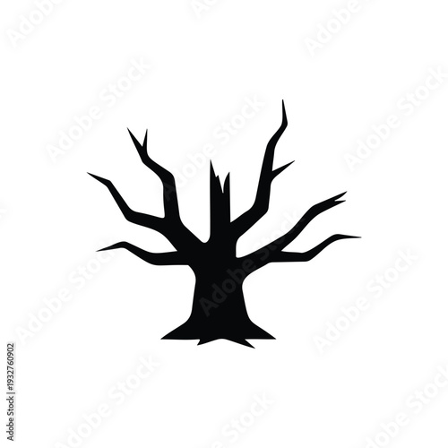 Abstract dead tree silhouette icon vector flat design.