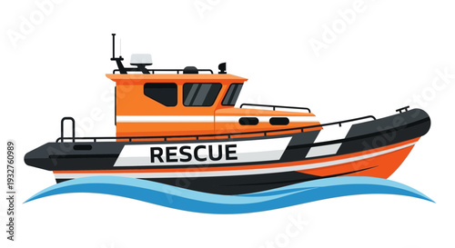 Orange Rescue Boat on Water