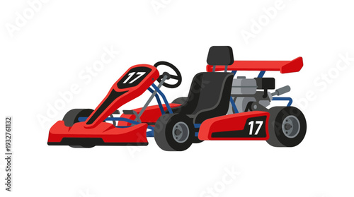Red Go Kart Racing Vehicle with Number 17