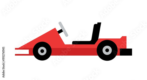 Red racing go-kart isolated on white background