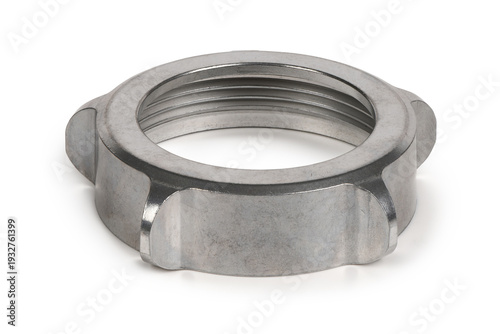 Tableau sur toile Metal Screw Ring or Locking Nut for Meat Grinder Head Isolated on White clipping