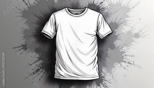 White t-shirt on gray splash background
