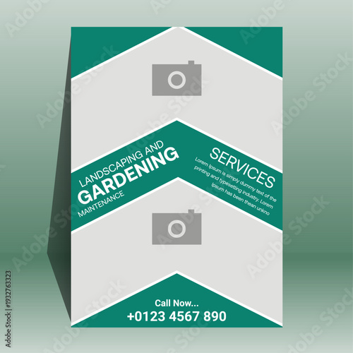 Gardening Business Promotion Flyer with Tree and Lawn Care Services