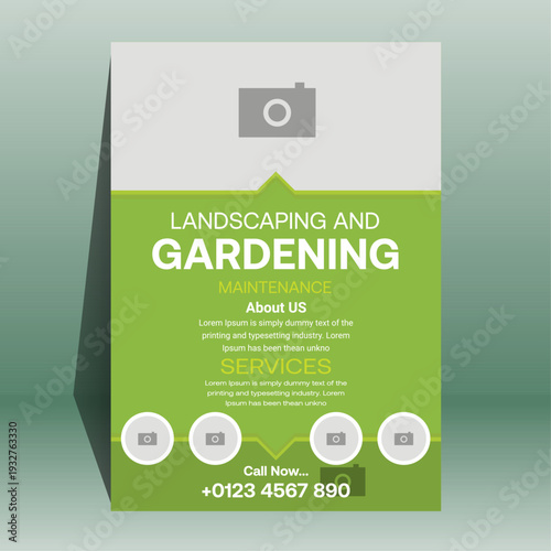 Green Lawn Mower Service Advertising Poster and Leaflet Template