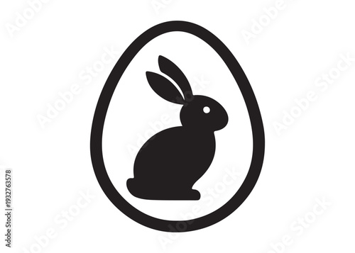 easter bunny egg logo silhouette vector, easter eggs silhouette vector illustration, easter bunny silhouette  egg logo, animals easter bunny with egg logo silhouette design on white background