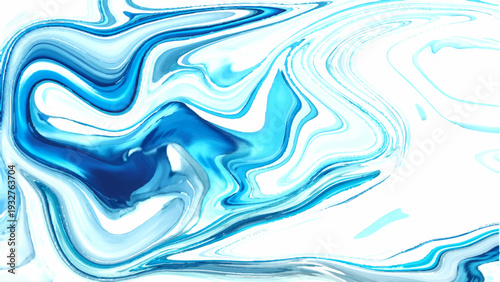 An abstract digital illustration of flowing blue waves and liquid swirls creates a wavy vector pattern with a light motion texture for a sea-inspired wallpaper backdrop