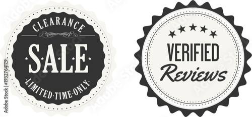 Sale and verified reviews badges on white background