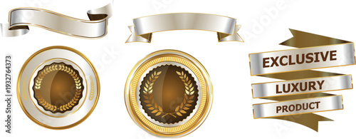 Exclusive luxury product with gold and white ribbons