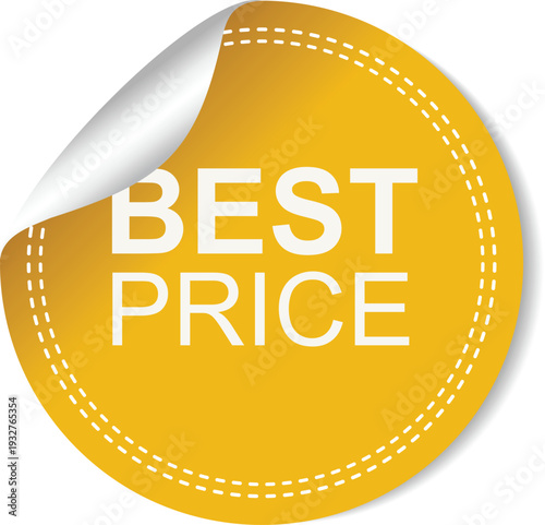 Best price sticker with peeled corner on white background