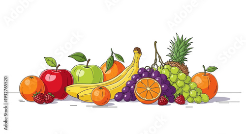 Assorted fresh fruits arranged together in a colorful display.
