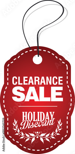 Red clearance sale tag with holiday discount