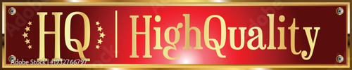 A high quality logo with gold text on a red background