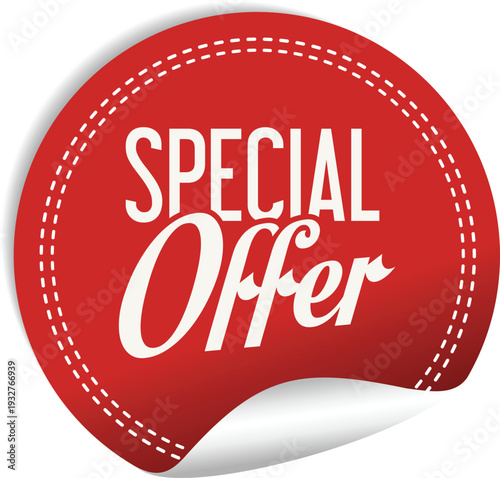 A red sticker with a special offer written on it