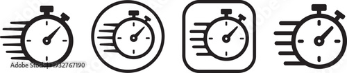 Bold premium uniform stroke timer deadline icon set.