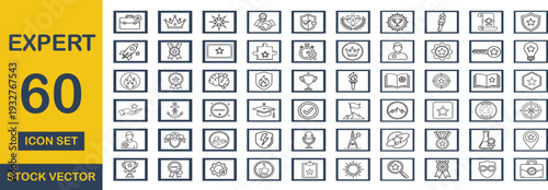 Expert icon set. Editable line icons. Vector illustration - stock vector