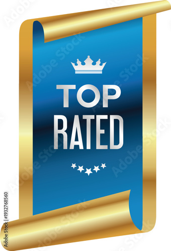 Top rated icon with blue and gold design