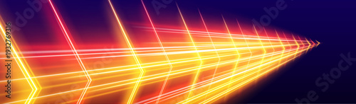 Fotografia Vibrant rainbow speed streak arcs swiftly, leaving luminous curved trails and scattered spark particles for dynamic visuals