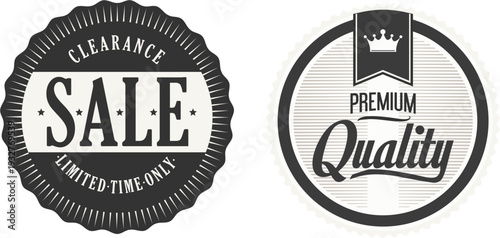 Sale and premium quality badges for marketing