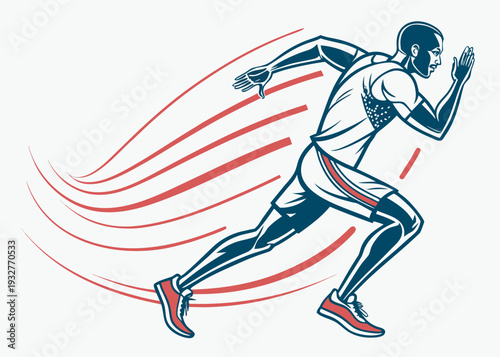 Athlete sprinting with dynamic motion and speed lines