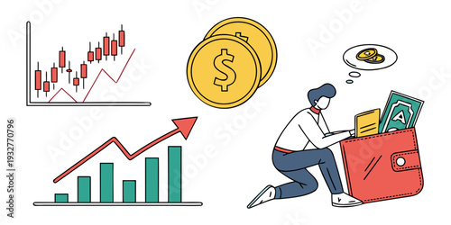 Businessman analyzing financial growth charts and investment opportunities