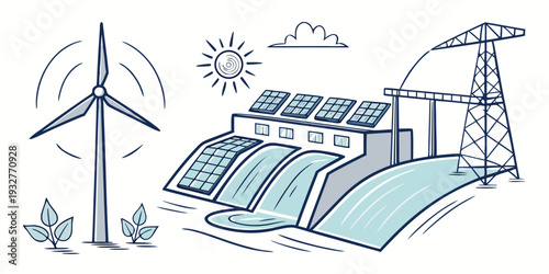 A diverse range of renewable energy sources including wind, solar, and hydroelectric power.