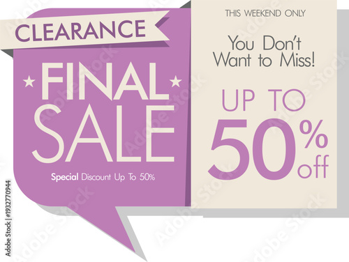 A purple and beige clearance sign with a final sale offer