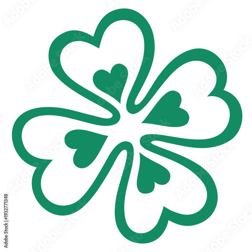 Vierblättriges Kleeblatt aus Herzen als St Patricks Day Glückssymbol Vektor Illustration