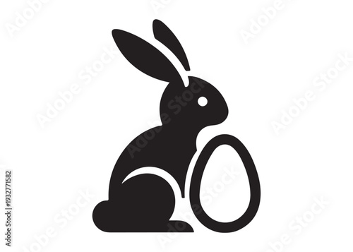 easter bunny egg logo silhouette vector, easter eggs silhouette vector illustration, easter bunny silhouette  egg logo, animals easter bunny with egg logo silhouette design on white background