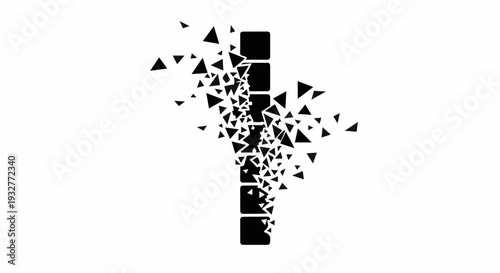 Abstract graphic of a disintegrating film strip with geometric shapes exploding outwards.