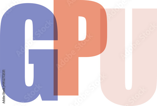 GPU Acronym Text with Overlapping Blue and Orange Letters