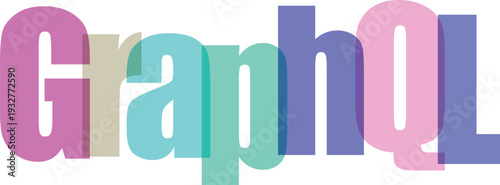 Colorful GraphQL Text Overlap Vector Illustration