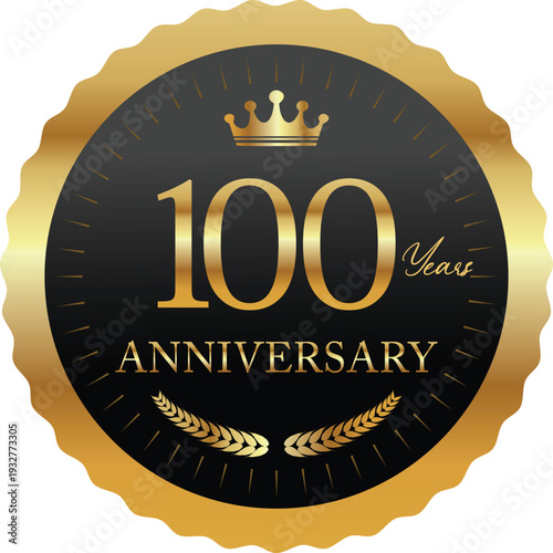 100 years anniversary golden seal with crown