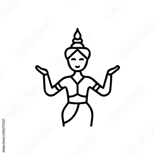 Traditional Thai dancer performing with graceful hand gestures  