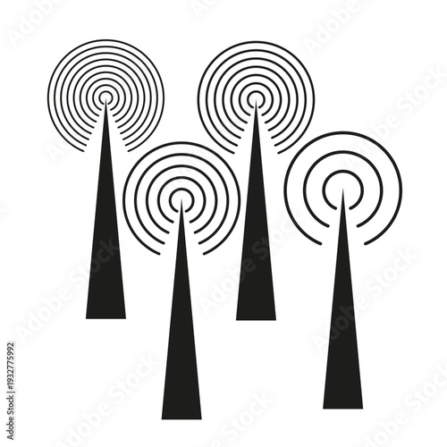Tower signal icon. Radio antenna symbol. Wireless station Vector. Telecommunication mast sign.