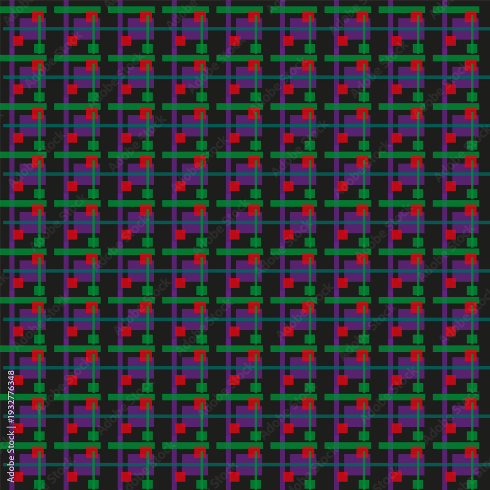 Fototapeta premium Dark plaid pattern. Check grid texture. Textile fabric Vector. Geometric print.