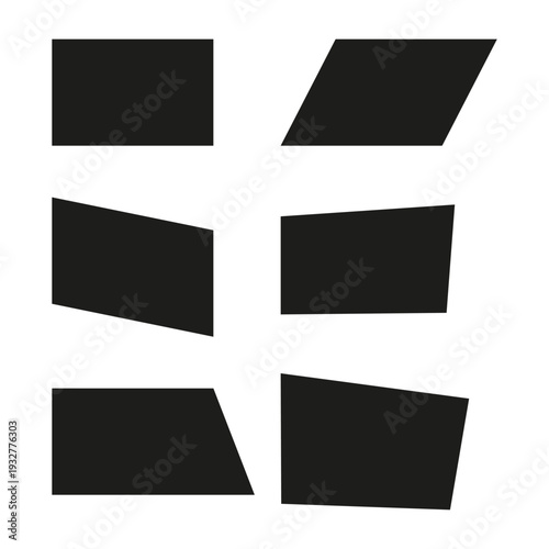 Black tape set. Geometric block shape. Abstract rectangle Vector. Censor strip mask.