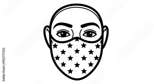 A cartoon illustration of a man wearing a star bandana