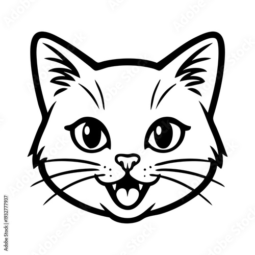 Dibujo sencillo con líneas de la cabeza de un gato simpático 