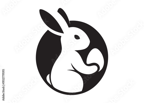 easter bunny egg logo silhouette vector, easter eggs silhouette vector illustration, easter bunny silhouette  egg logo, animals easter bunny with egg logo silhouette design on white background