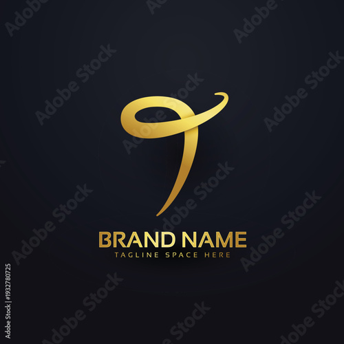 Brand Name Gold Letter T Logo