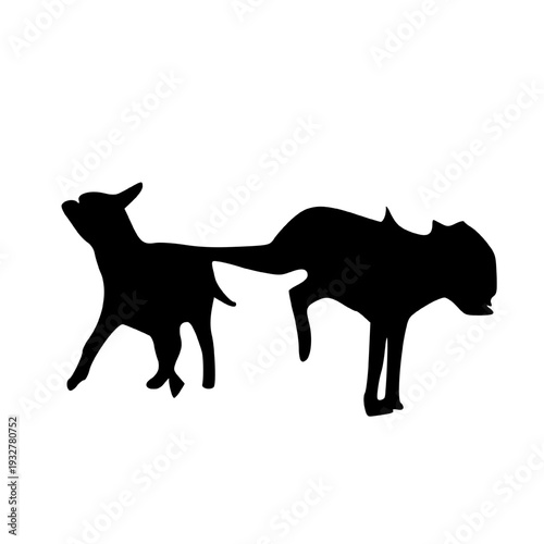 Silhouette of Donkey Kick on white background.