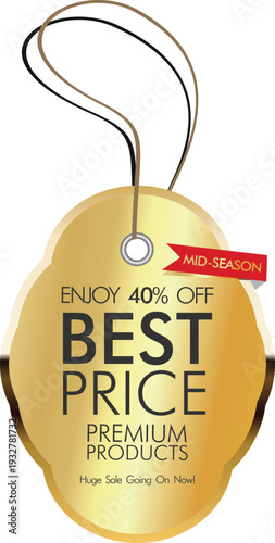 Golden tag with best price discount offer