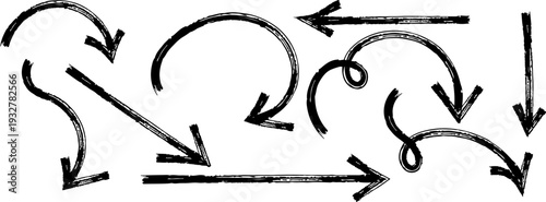 A complex network diagram with arrows and curved lines