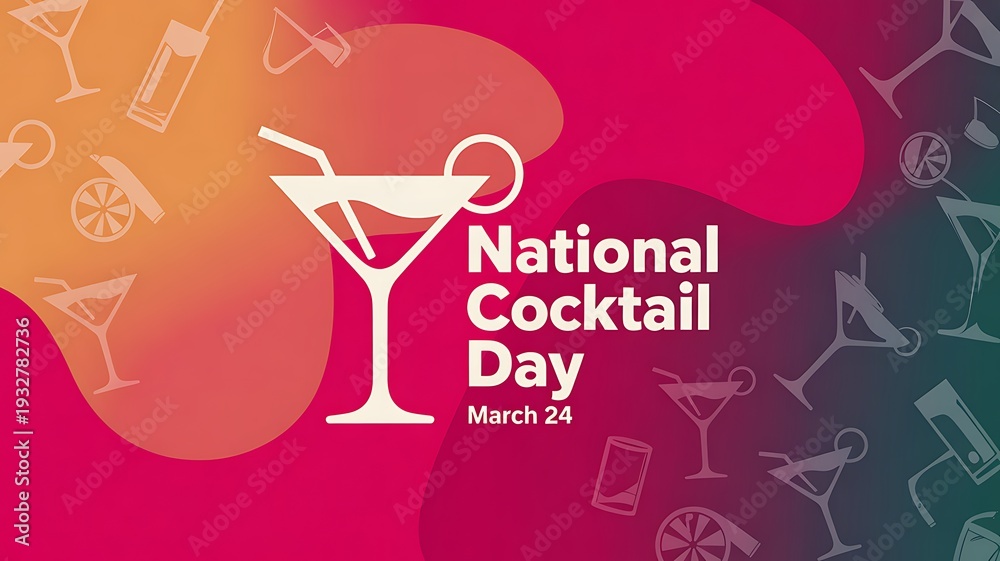 Obraz premium National Cocktail Day Celebration with Martini Glasses and Abstract Background on March 24