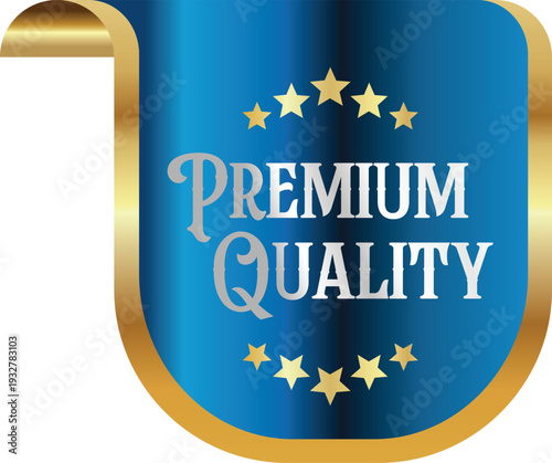 Premium quality label with gold stars and border