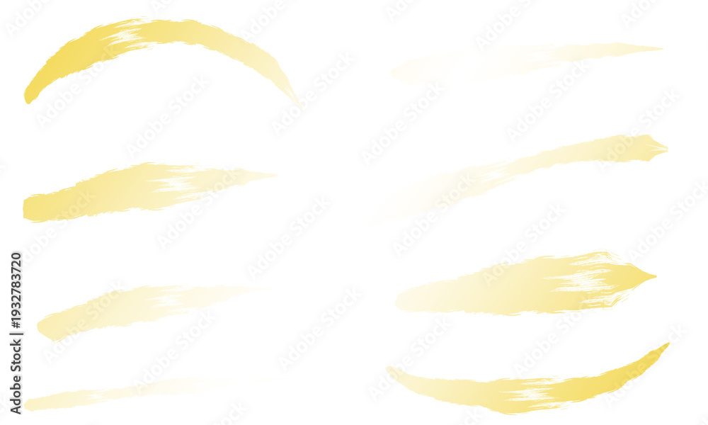 Obraz premium 金色の筆跡・掠れラインセット 豪華な和風テクスチャのグラフィック素材（背景透過・PNG）